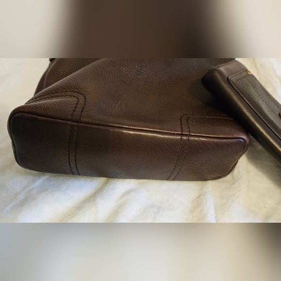 Coach Chelsea Pebbled leather turnlock hobo & zip wallet bundle #10947 Chocolate - Picture 8 of 9